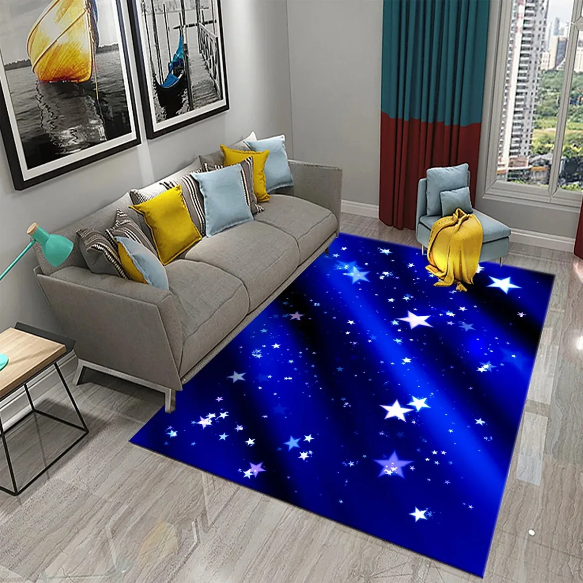 Galaxy Home Textiles - Star พรม Space Galaxy พรมสําหรับห้องนั่งเล่นเก้าอี้ห้องนอนห้องน้ํา Non-SLIP
