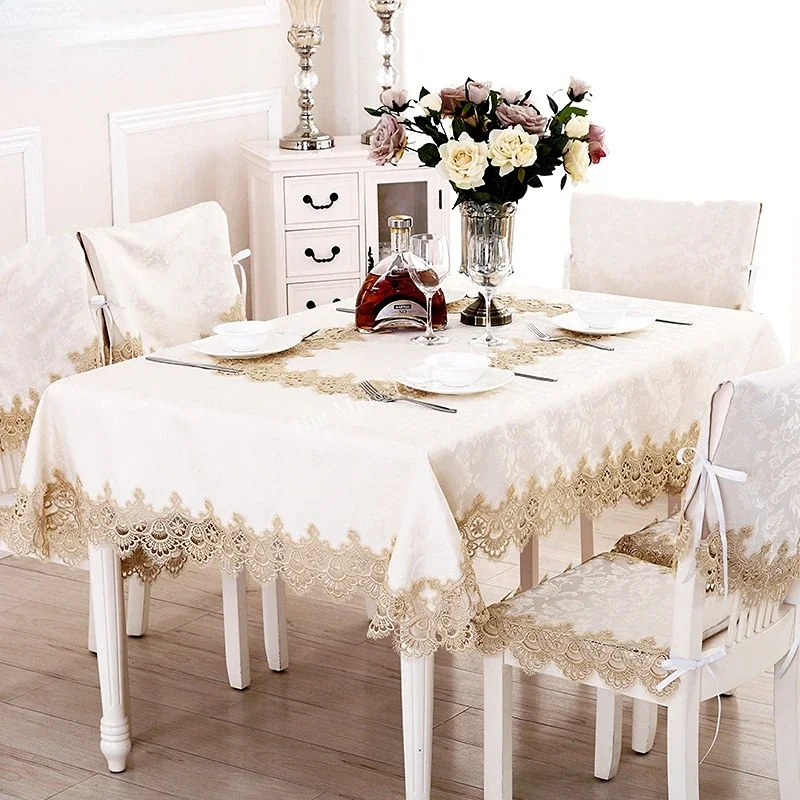 Home Textiles List - ตารางผ้าโต๊ะกลมครีมตาราง Jacquard ยุโรปหรูหราปักผ้าปูโต๊ะผ้าปูโต๊ะกาแฟห้องนั่งเล่นบ้านฝุ่น