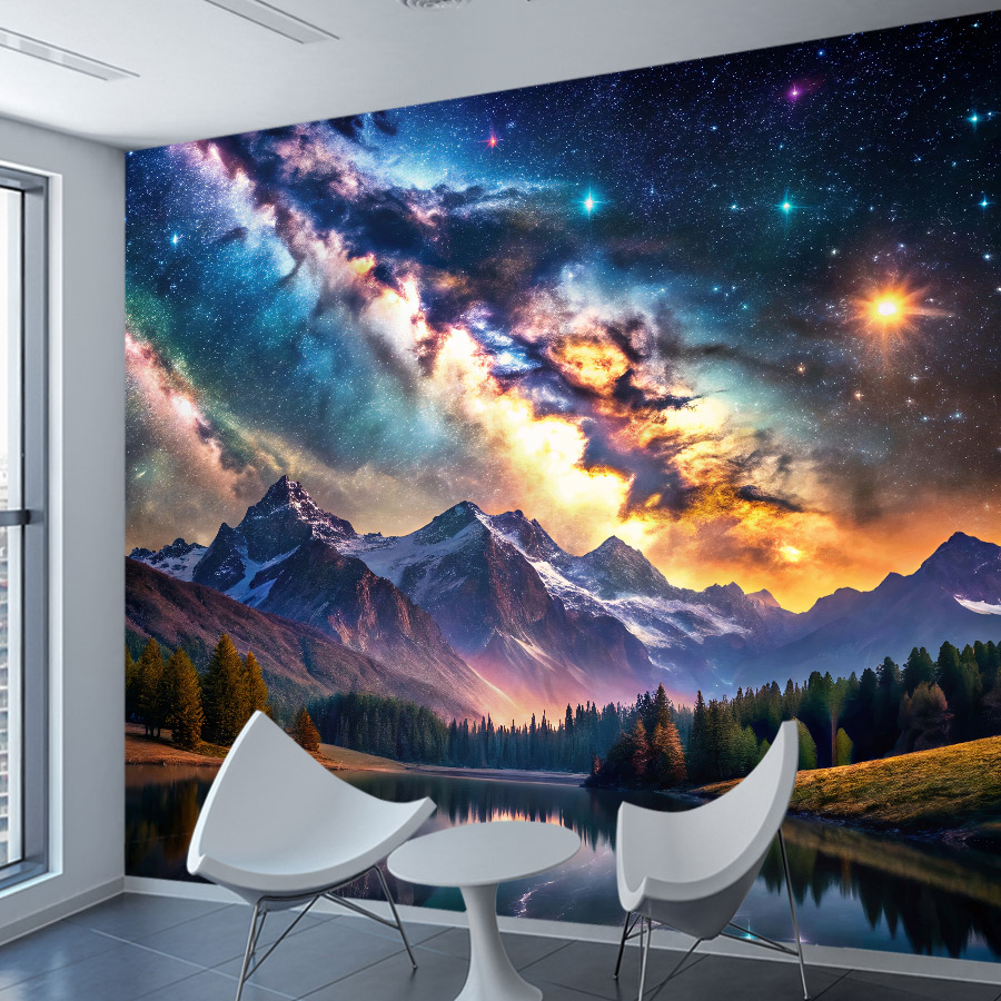 Galaxy Home Textiles - วอลเปเปอร์กันน้ำแบบลอกและติดได้ (อุปกรณ์เสริม) 15+ แบบ สำหรับห้องนั่งเล่น ลายกาแล็กซี่