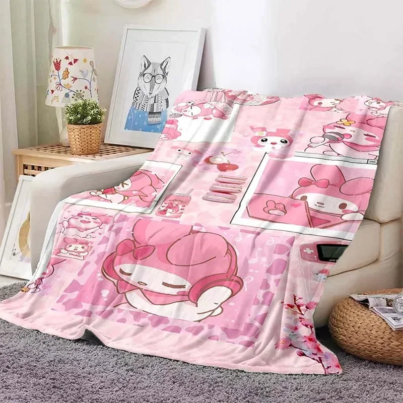 Home Textiles Throw - ผ้าห่มขนาดใหญ่ลายมายเมโลดี้และเฮลโลคิตตี้ ผ้าฟลานเนลนุ่ม อุ่นสบายสำหรับฤดูหนาว เหมาะสำหรับเตียงและโซฟา ของขวัญสำหรับทารกแรกเกิด สิ่งทอสำหรับบ้าน