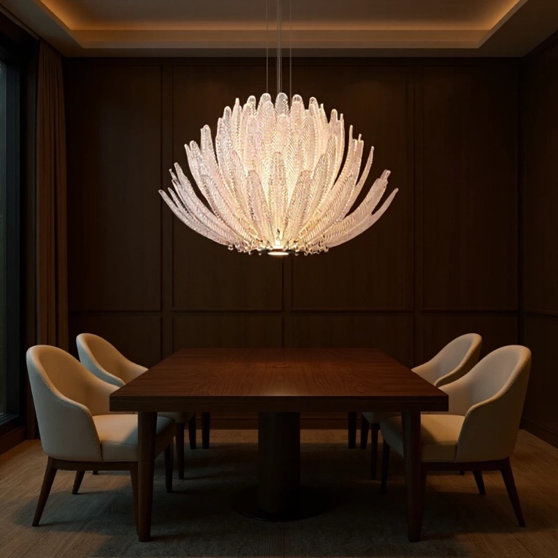 Home Textiles France - โคมไฟระย้าคริสตัล LED สไตล์ฝรั่งเศสหรูหรา สำหรับห้องนั่งเล่น ห้องอาหาร ห้องนอน
