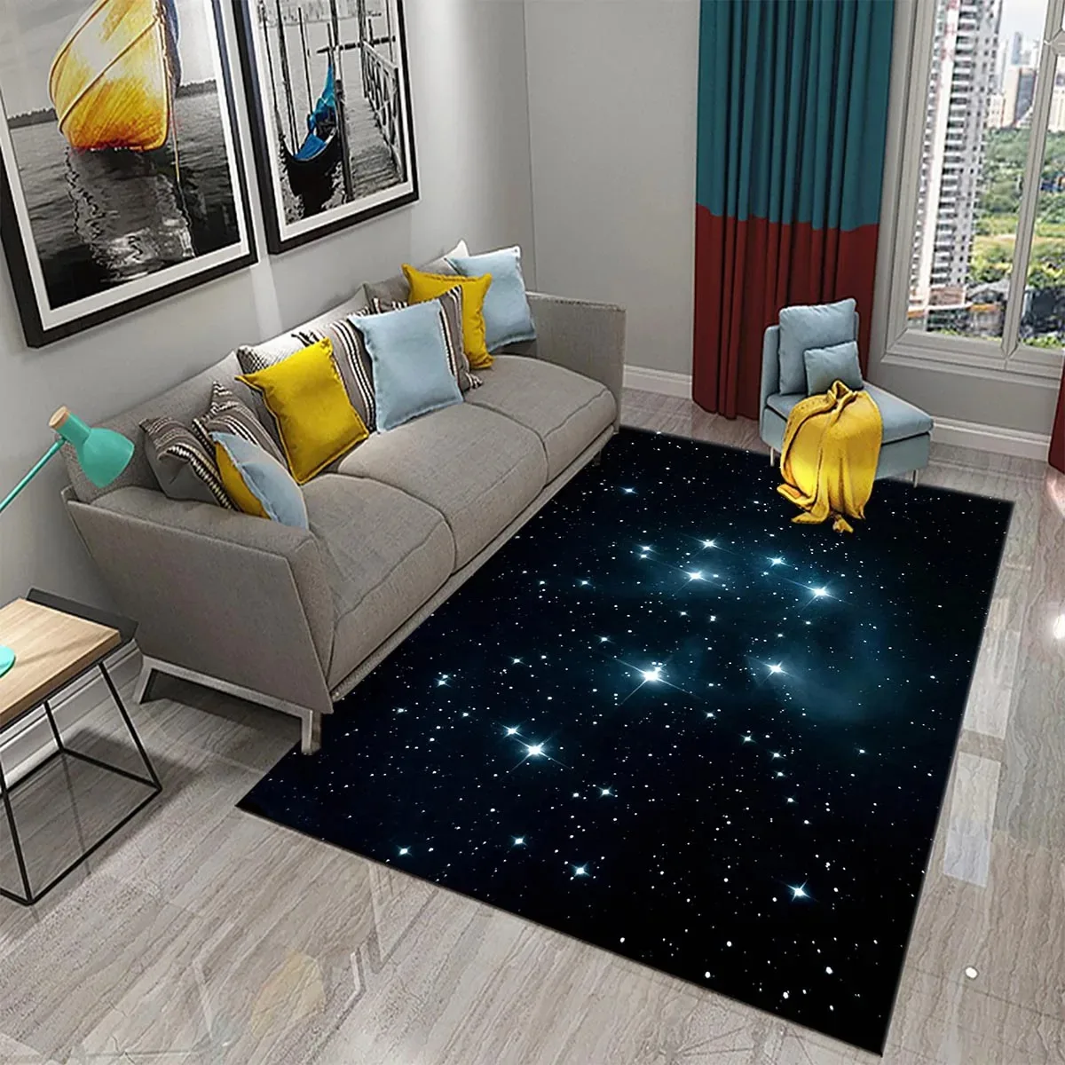 Star พรม Space Galaxy พรมสําหร - Galaxy Home Textiles บทวิจารณ์และราคา