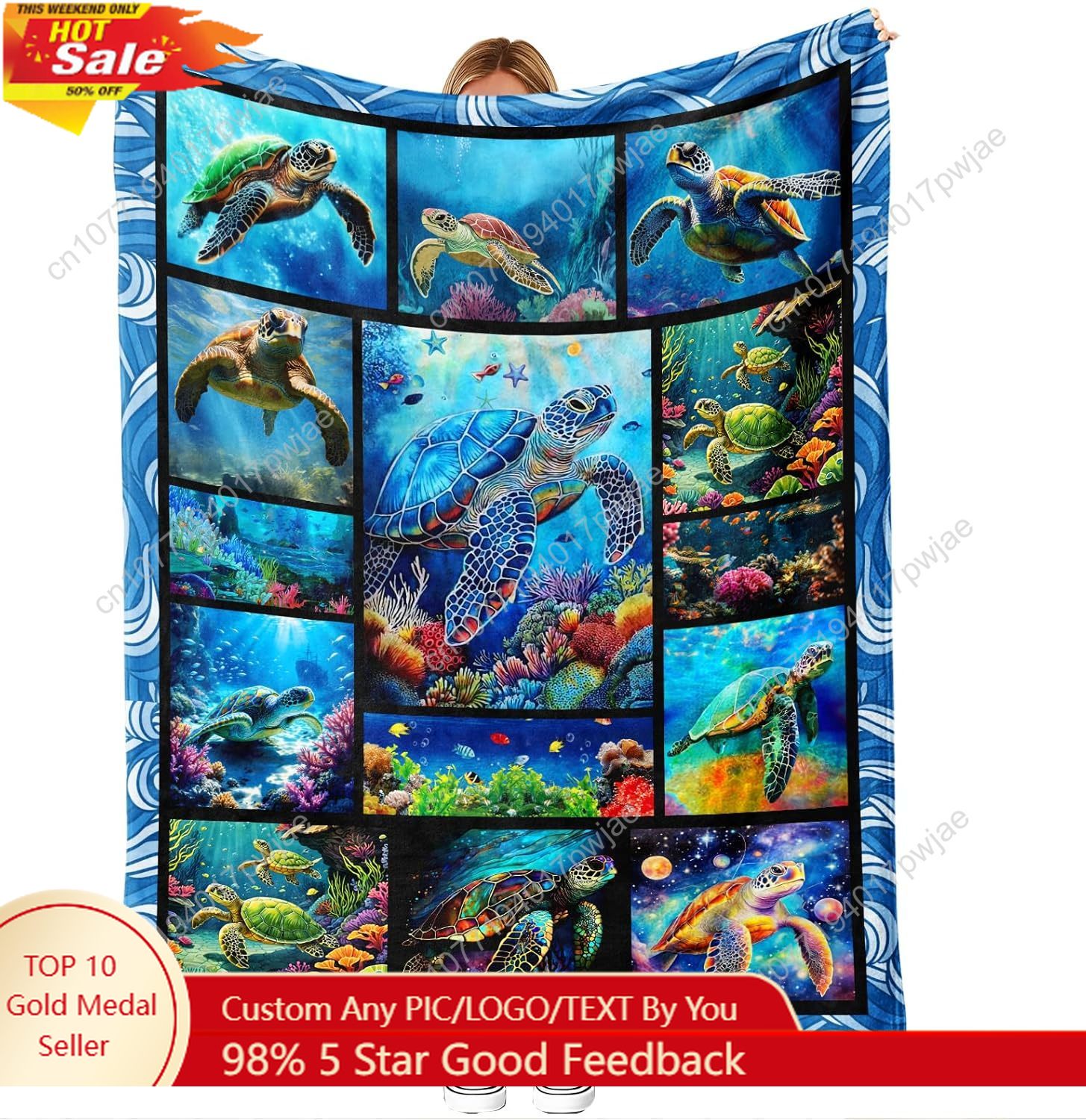 ผ้าห่มลายเต่าทะเล ผ้าฟลานเนล น - Home Textiles Throw บทวิจารณ์และราคา