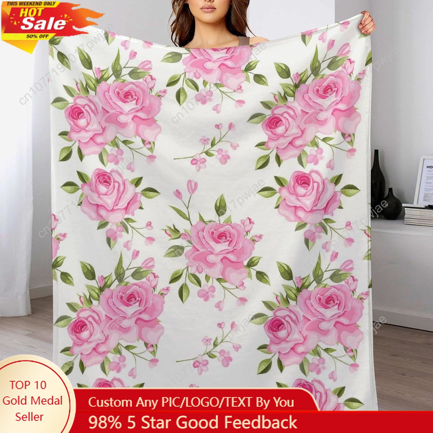 ผ้าห่มลายดอกไม้สีชมพู ของขวัญต - Home Textiles Throw บทวิจารณ์และราคา
