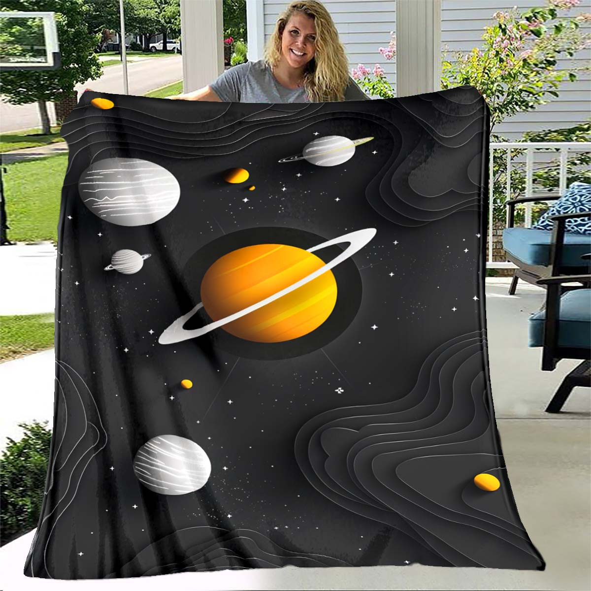 ผ้าห่มฟลานเนลลายดาวเคราะห์อวกา - Galaxy Home Textiles บทวิจารณ์และราคา