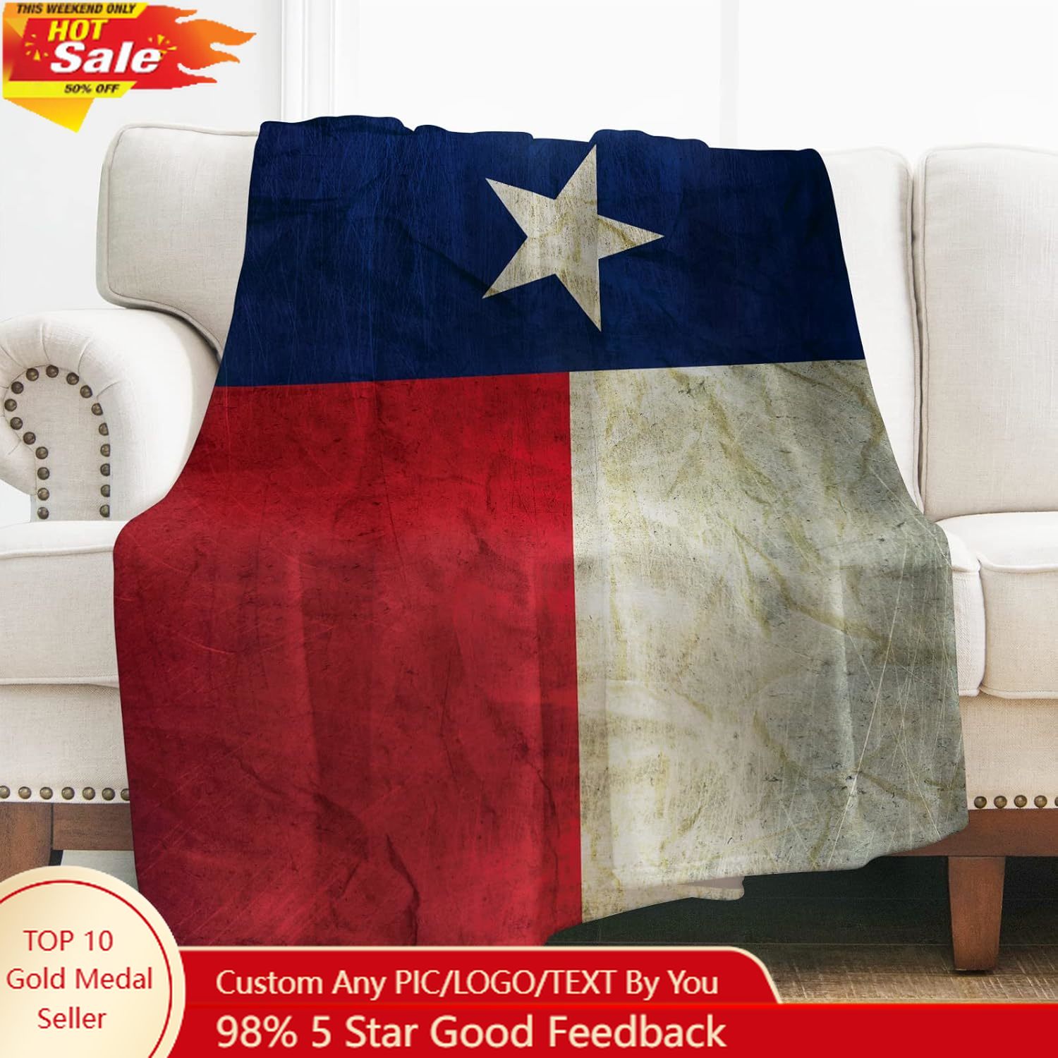 ผ้าห่มลายธงชาติเท็กซัสของเลเวน - Home Textiles Throw บทวิจารณ์และราคา