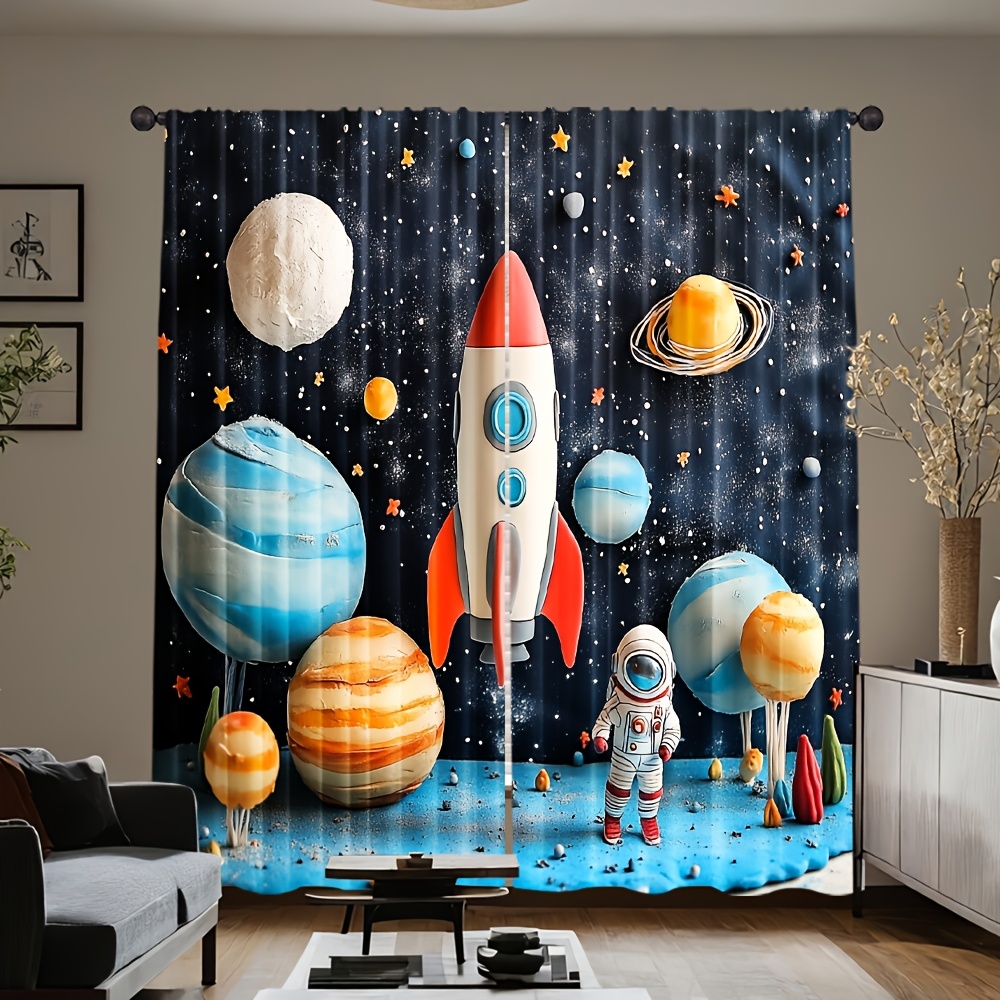 ม่านลายจรวดอวกาศ, ม่านหน้าต่าง - Galaxy Home Textiles บทวิจารณ์และราคา
