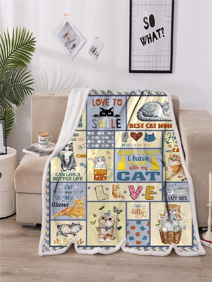 ผ้าห่มแมว TRIKPTEY ผ้าห่มลายแม - Home Textiles Throw บทวิจารณ์และราคา